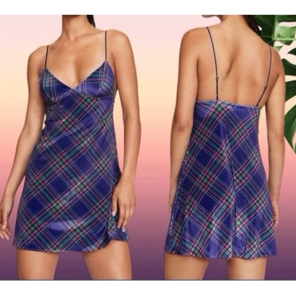 Victoria's Secret Other - Victoria’s Secret Plaid Velvet Intimates Slip Dress Size XXL